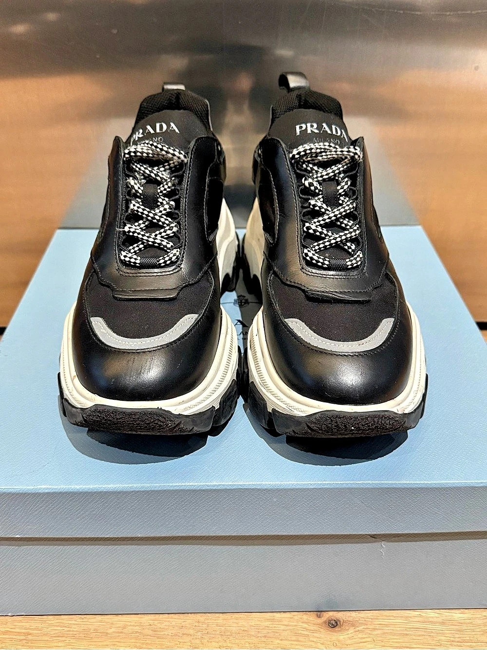Prada Monolith Leather and Nylon sneakers
